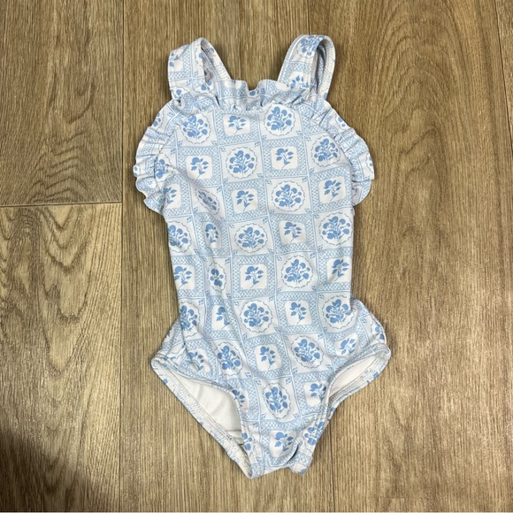 minnow Other - Minnow Blue Mosaic Floral One Piece Swimsuit size 1 6-18 months